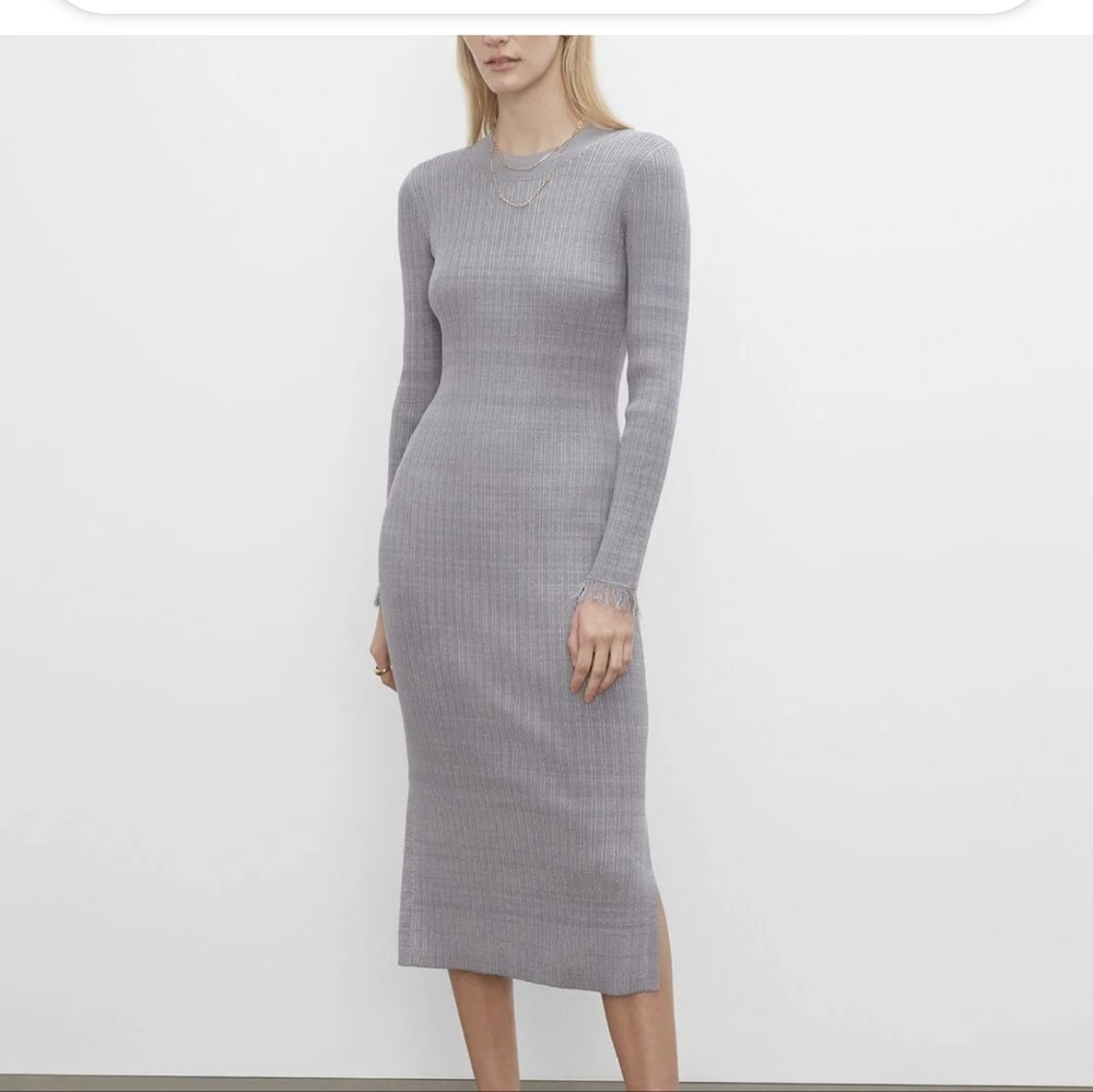 Club Monaco gray sweater dress with fringe sleeves